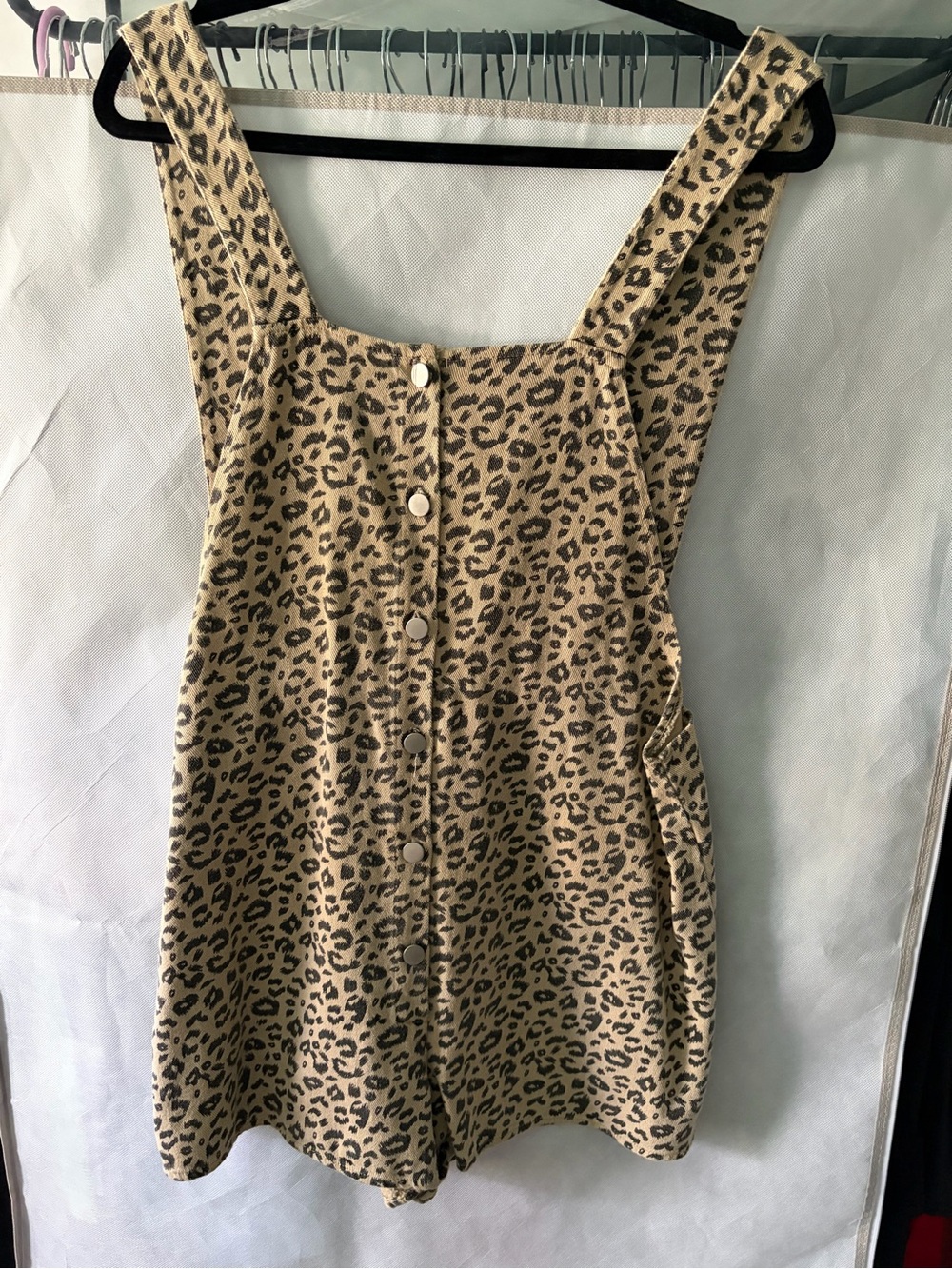 Blue Blush Leopard-Print Romper in Tan and Black